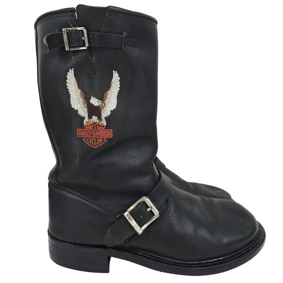 Harley-Davidson Eagles Leather Riding Boots Black 10 Wide - Picture 1 of 9